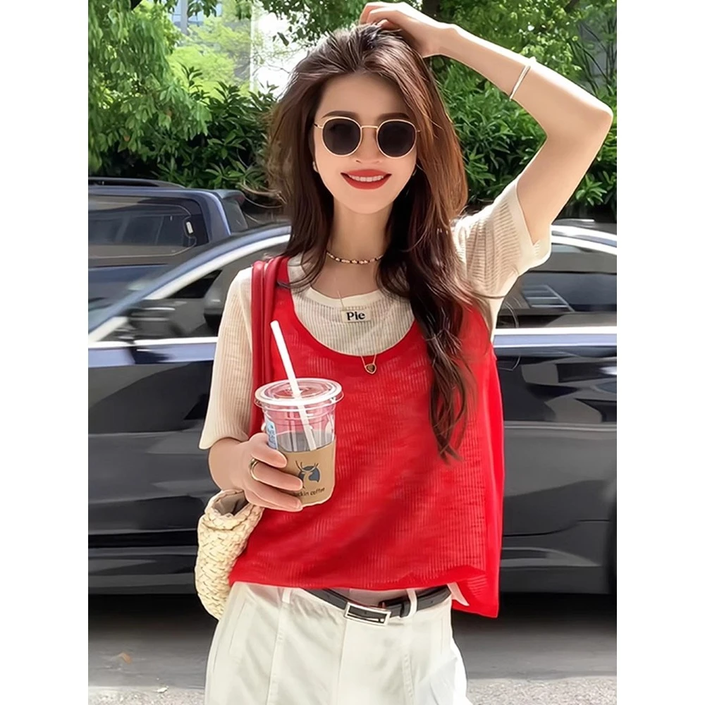 2025新款爆款设计感时尚洋气独特漂亮初夏上衣假两件短袖女t恤夏