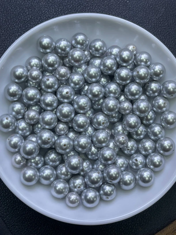 天然珠宝玉石 灰贝珠散珠A437 6MM 50颗（赠弹力绳）