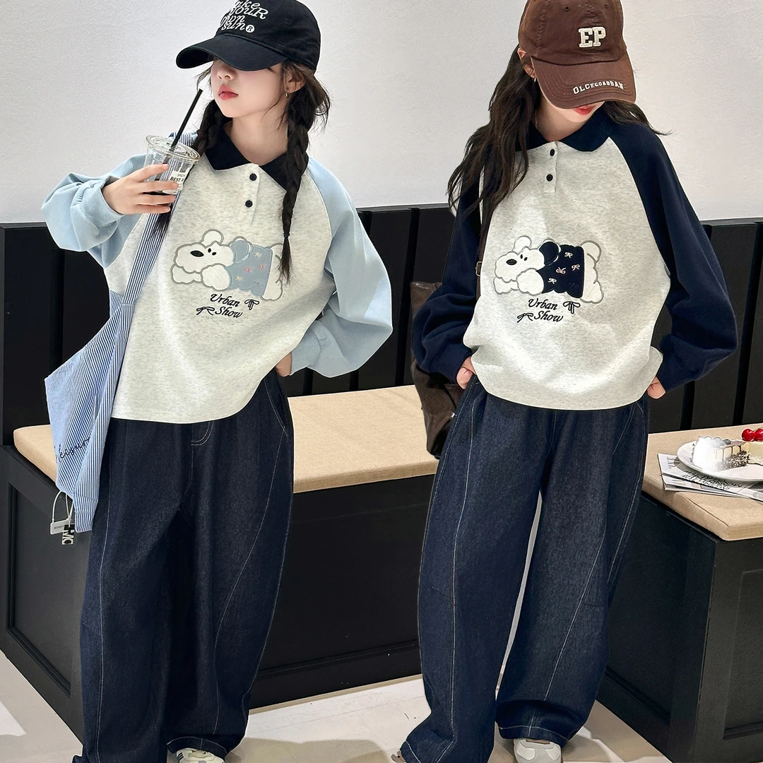 [专柜品质]女童套装春秋款儿童洋气时髦卫衣中大童休闲运动两件套