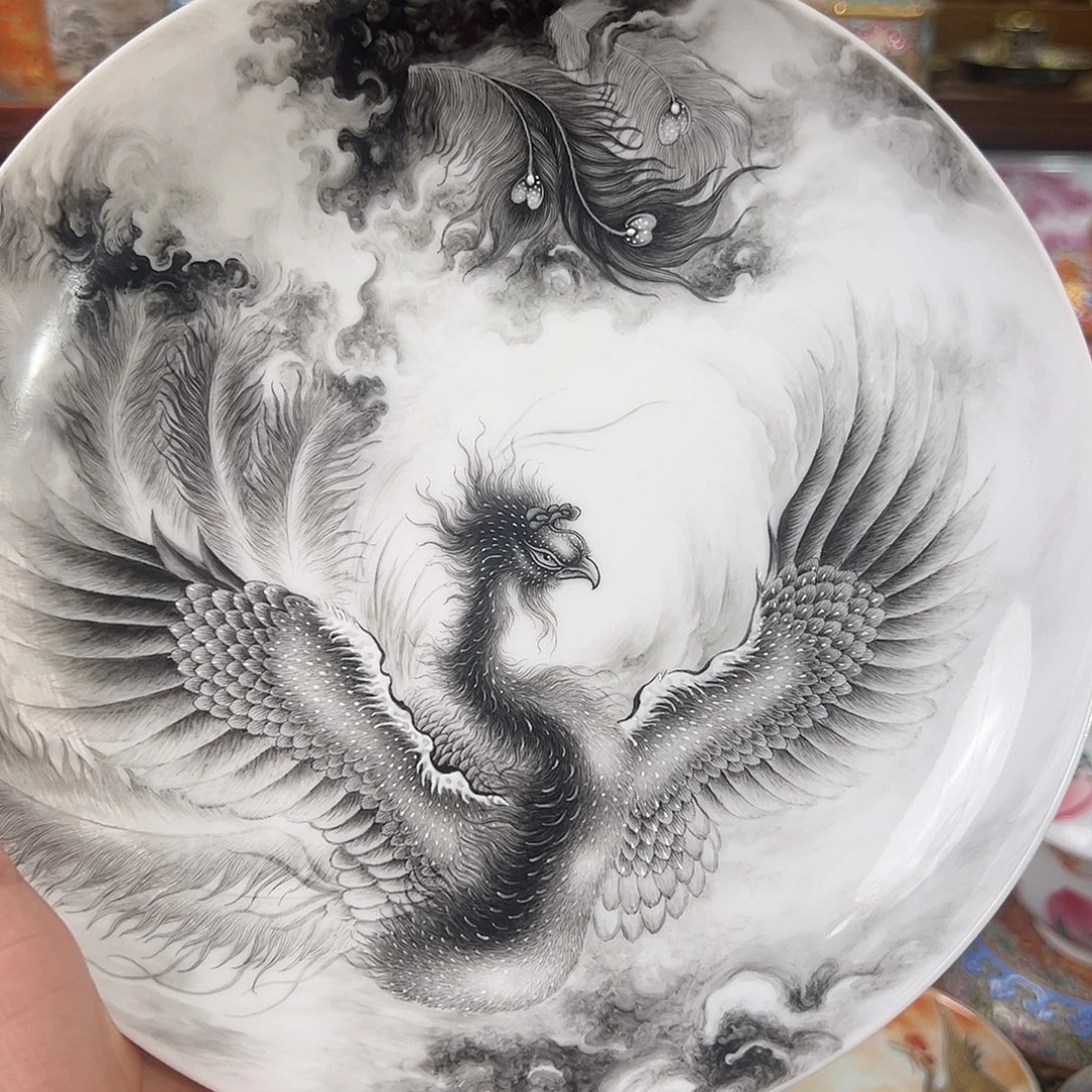 某林堂墨彩凤凰壶承