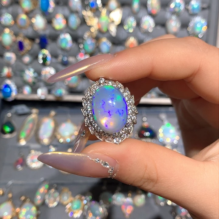 欧泊福利戒指t银S925镶嵌