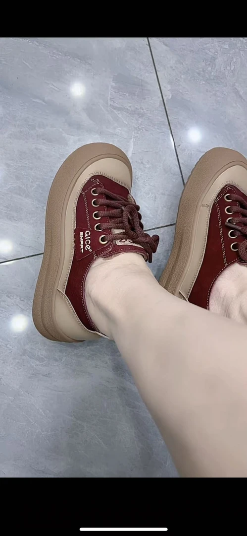 系带英伦风皮鞋时尚中跟拼色秋季复古胶粘圆头女士2962