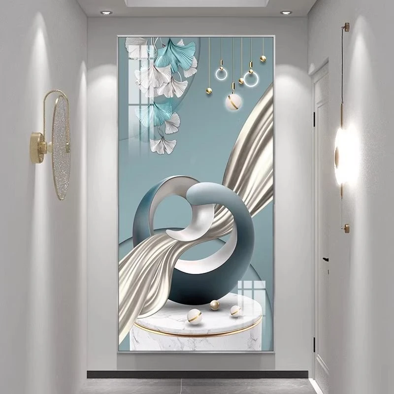 2025新款玄关装饰画现代轻奢挂画入户走廊过道装饰画晶瓷镶钻壁画