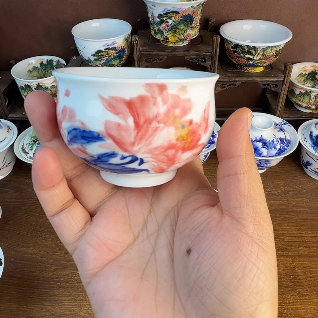 忠意堂釉下彩红牡丹微瑕不退