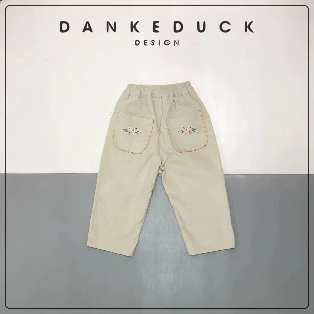 BH-40801-（胖爪）女童秋季新款刺绣方口袋女宝宝休闲时尚长裤