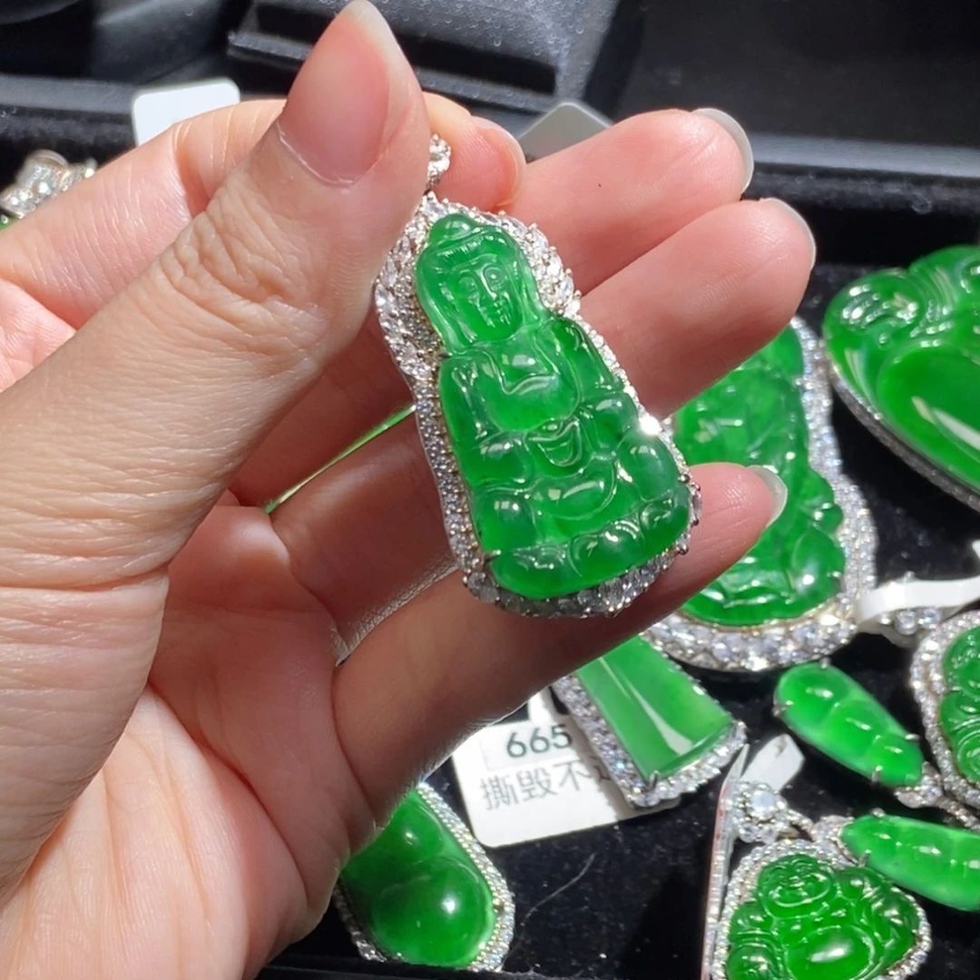 翡翠银S925镶嵌吊坠(不含链)