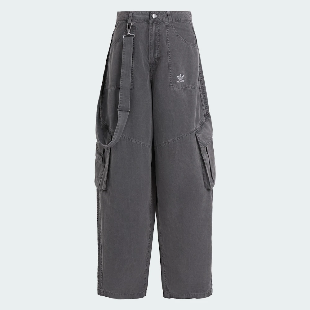 XPAdidas三叶草CURVED TROUSERS纯棉休闲梭织宽松运动裤 KH1180