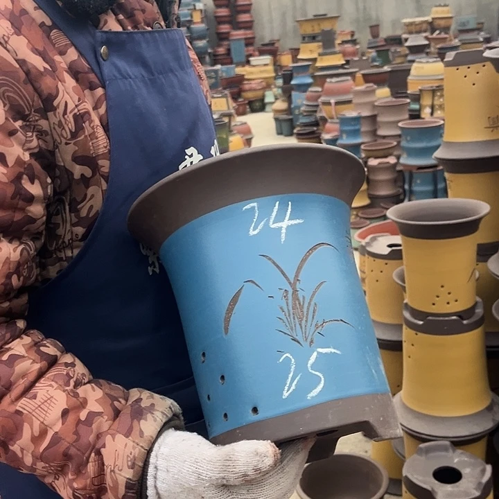 紫砂紫砂花盆和一条