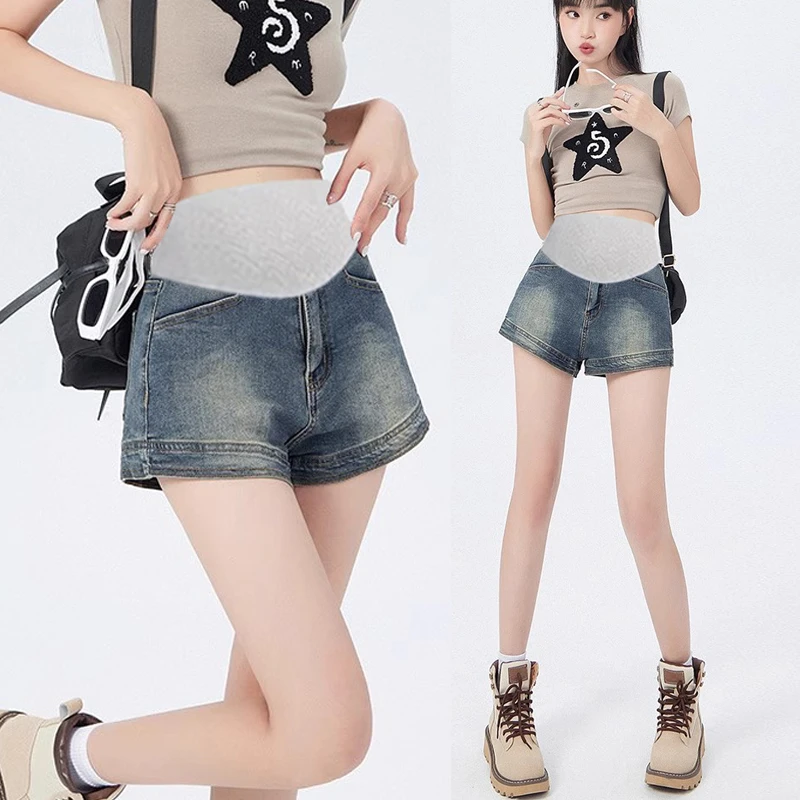 孕妇短裤夏季外穿2025新款阔腿牛仔裤小个子裤子女洋气孕妇装夏装