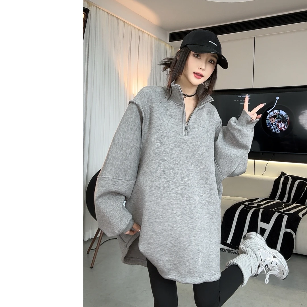 加厚款时尚立领卫衣休闲新款长袖套头宽松上衣韩版 22271