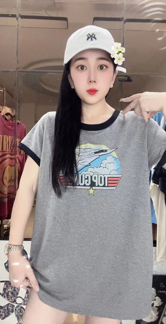 外贸纯棉T恤灰色飞船