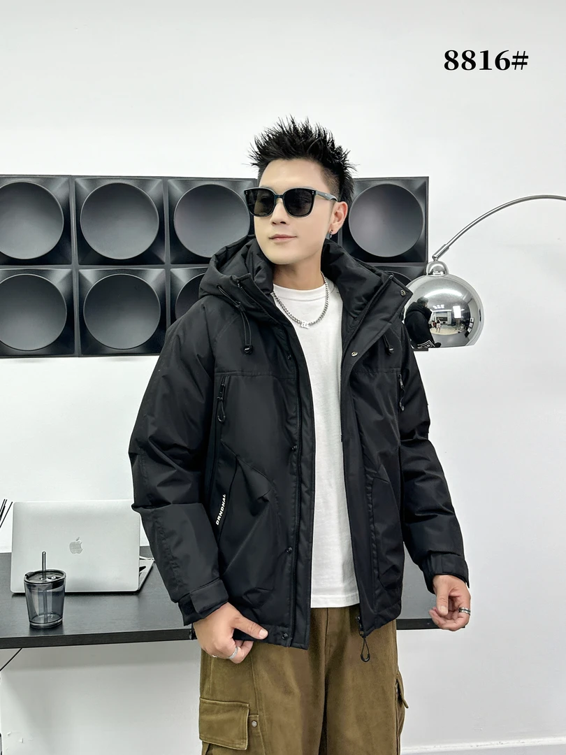 8816黑G-【剪标款】《雪颂玄冬》男女同款加厚情侣款外套