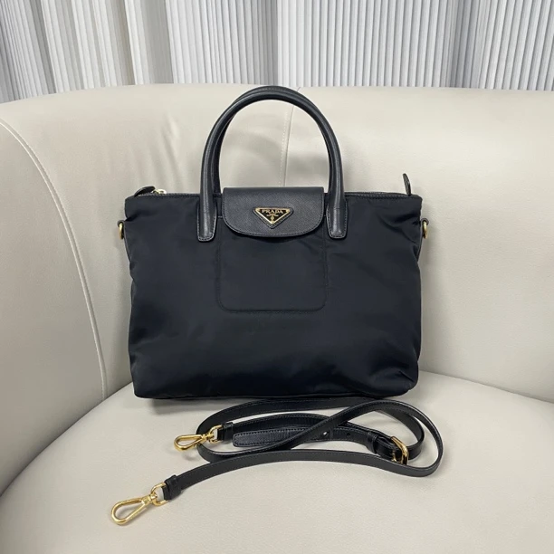 95新 Prada/普拉达 普拉达手提包黑金斜挎包