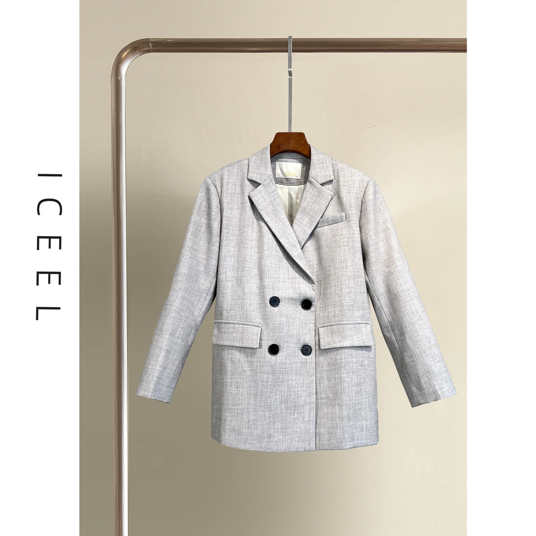 ICEEL春秋新款轻奢高级灰西装外套女职场通勤休闲百搭小众小西服