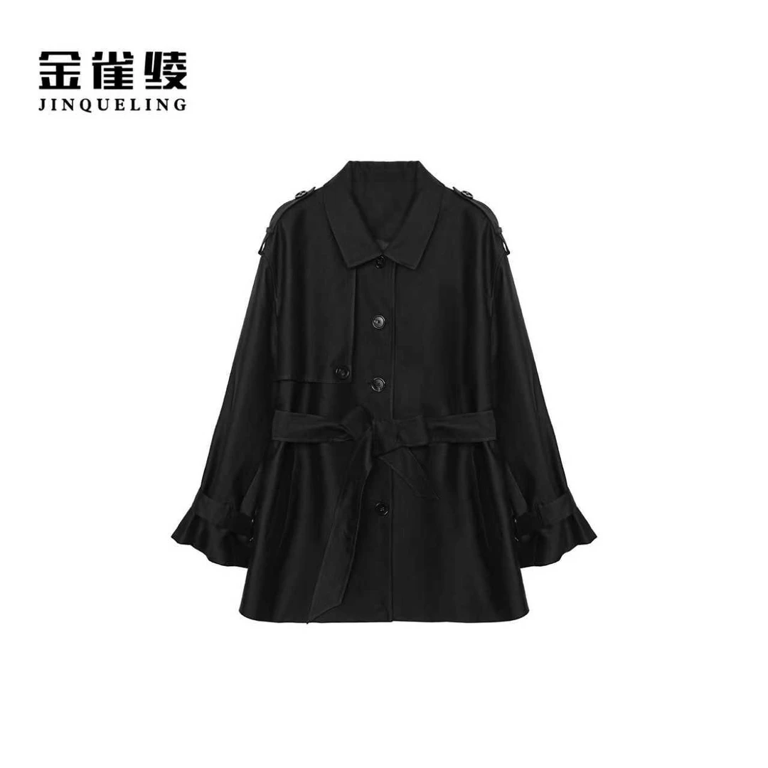 金雀绫【港岛之恋】英伦风时尚休闲气质加宽加大风衣SZA3TW622