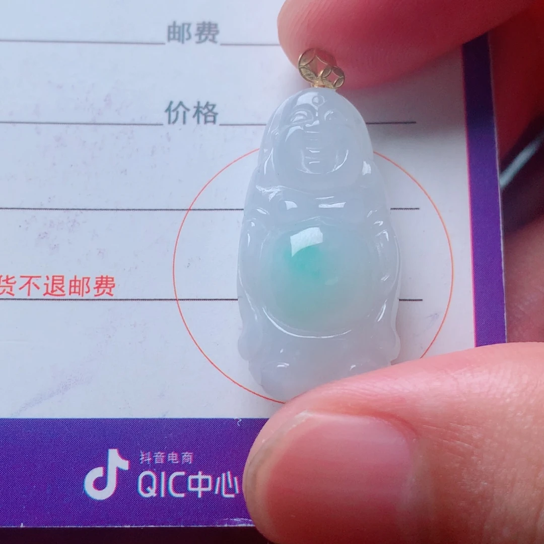颈饰18K金镶嵌翡翠佛