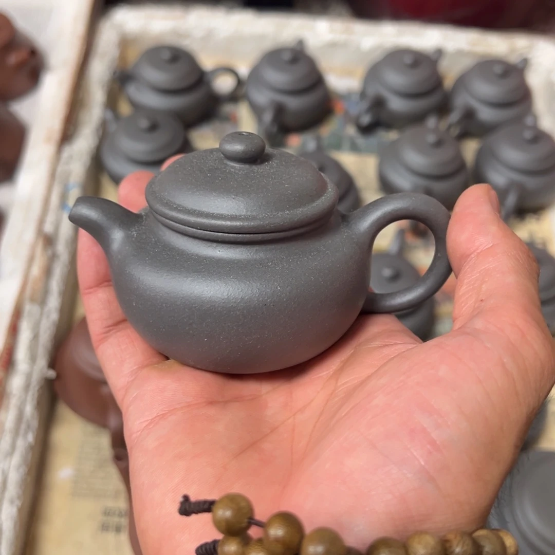 茶壶紫砂清灰紫泥古莲子140cc