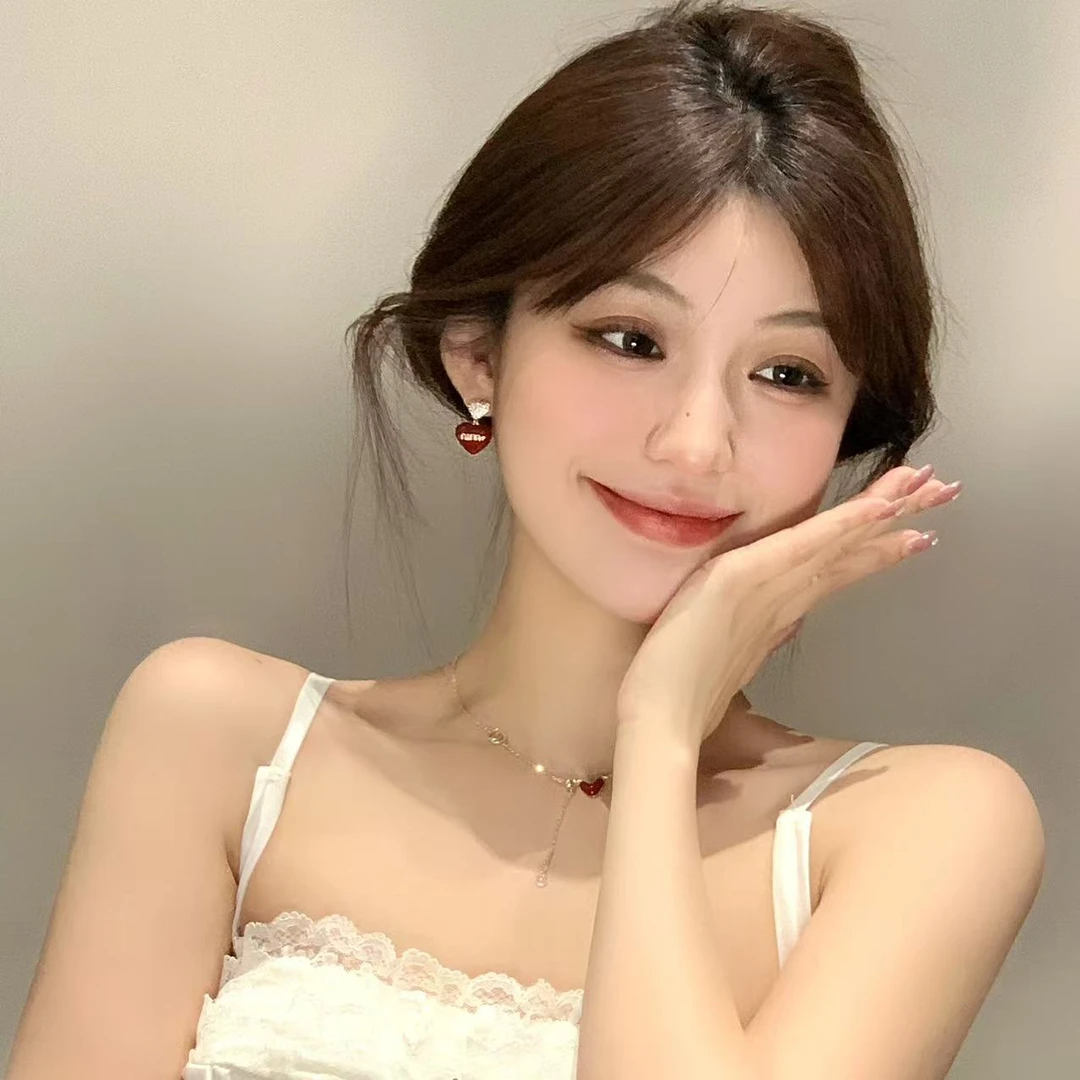 FULL GIRLISH耳环01143时尚撞色爱心耳钉耳饰