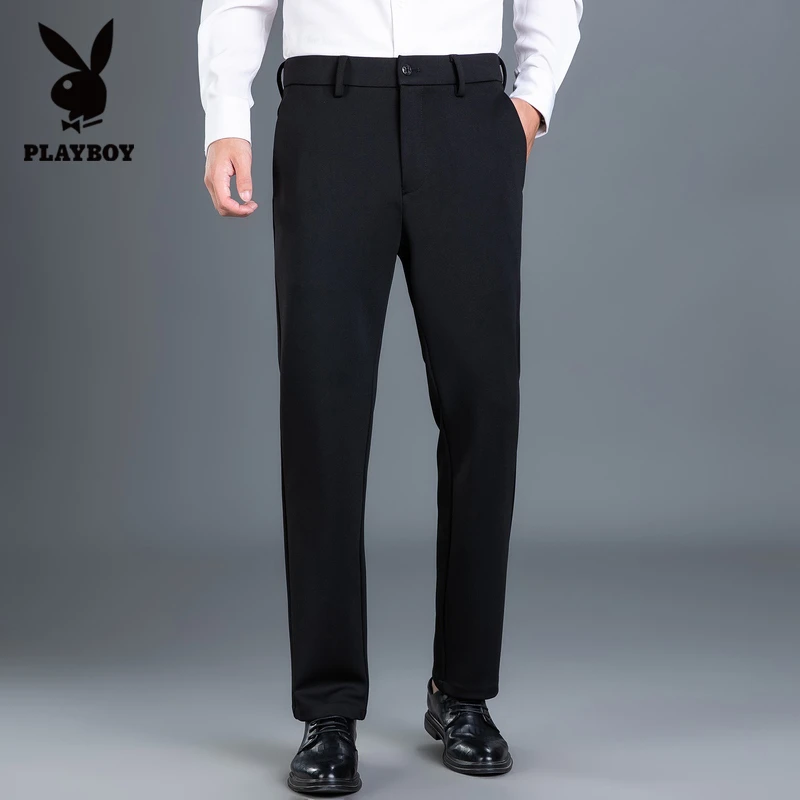 花花公子男士西裤秋冬季职业正装商务休闲裤子弹力直筒西装裤子男