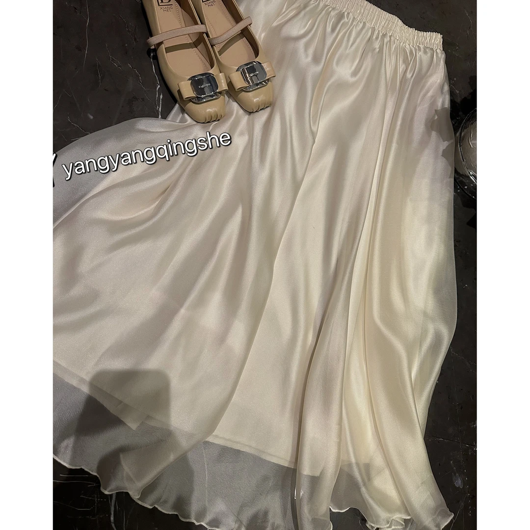 洋洋优选-2025百搭新品INS风松紧腰腰A版丝滑流光裙半身裙YY67065