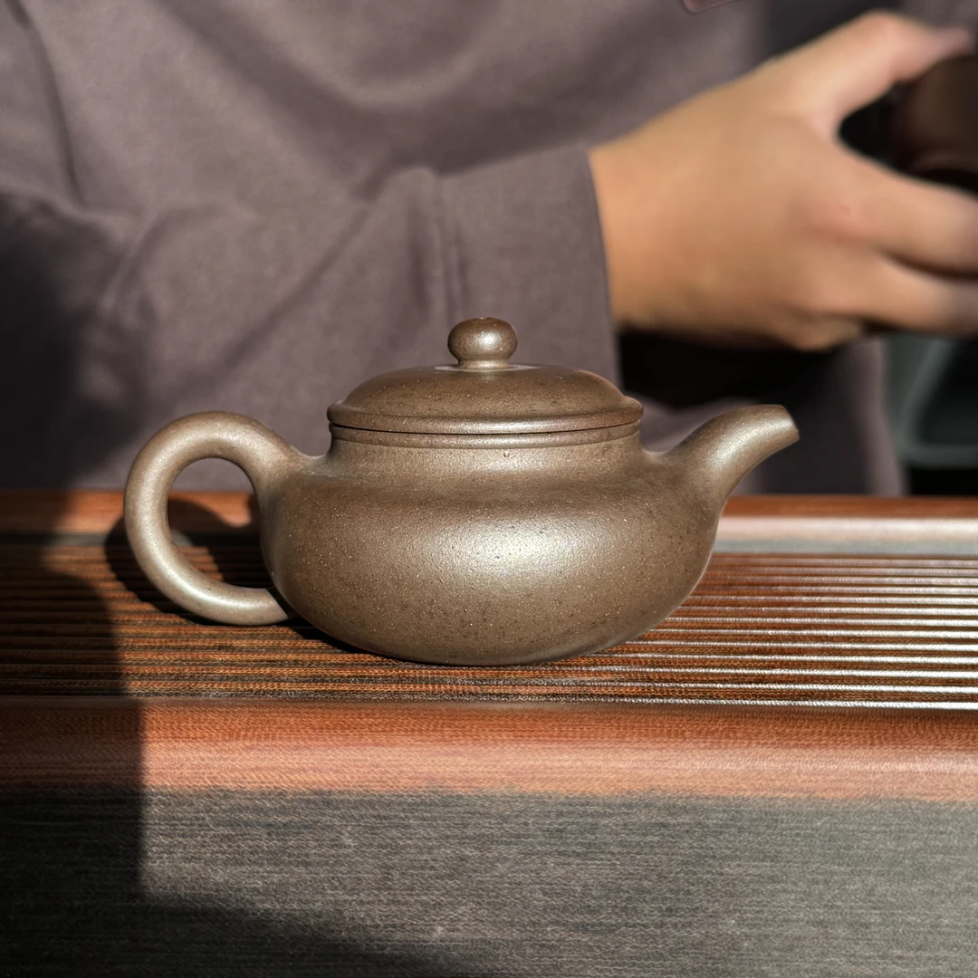 全手工仿古紫砂壶原矿紫砂 龙窑柴烧 仿寿珍仿古100cc （精品）