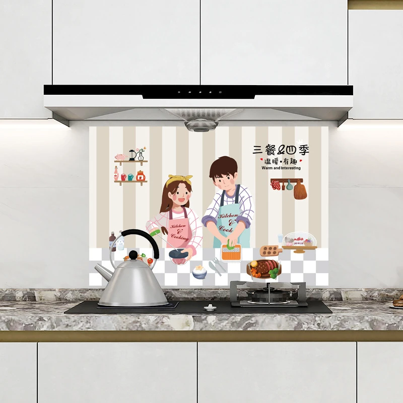 【新疆包邮】新款家用厨房防油贴纸防水耐高温灶台墙贴卡通铝箔自粘