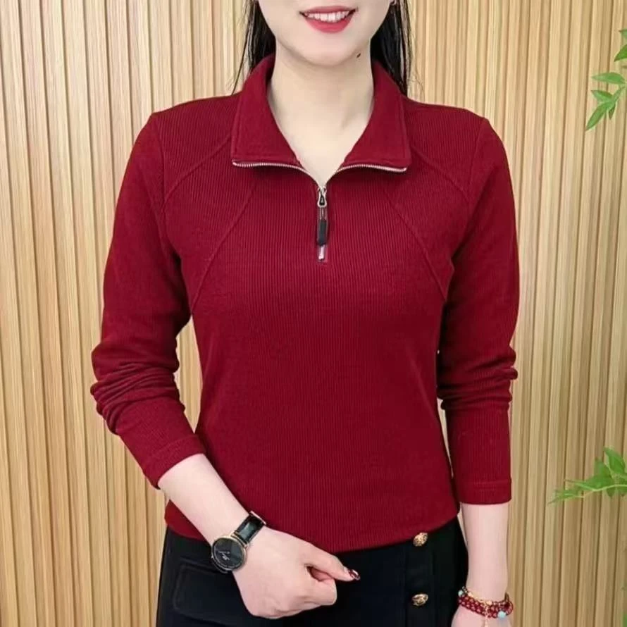212#秋季新款薄款拉链上衣长袖大码女装妈妈装
