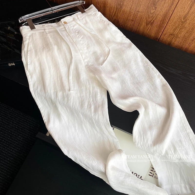 Team Yang-25年夏日老钱风极简慵懒百搭休闲显瘦亚麻直筒裤4012
