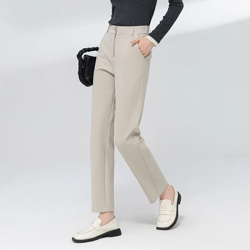 秋冬新款法棍裤女高弹抗皱显瘦九分裤简约百搭垂感高腰裤通勤女裤