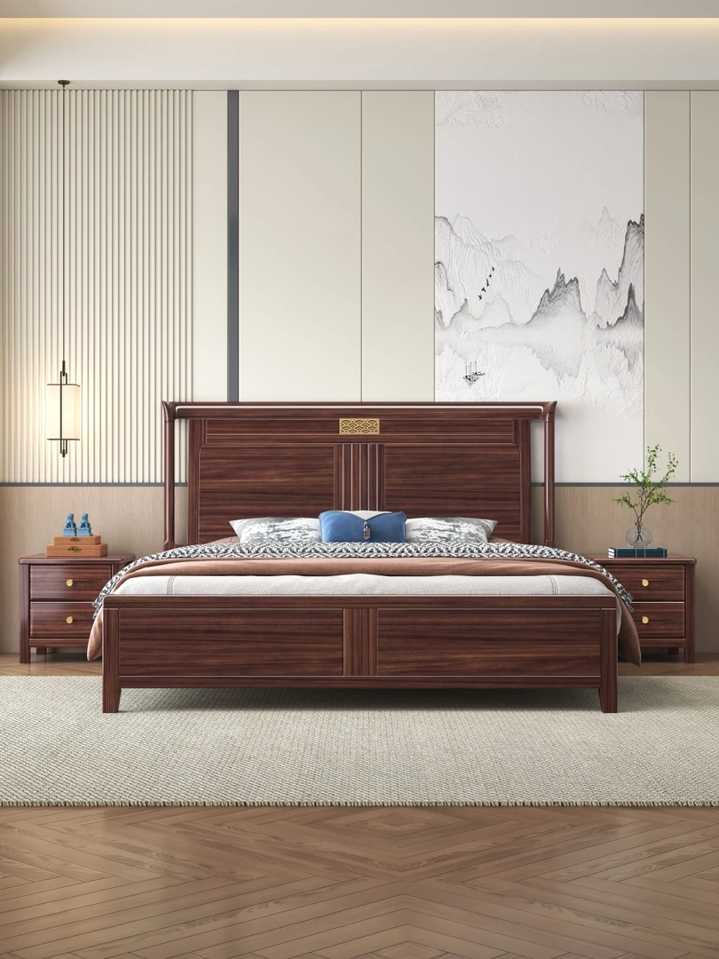 【温景】新中式风格中高端乌金木实木床粉丝专属
