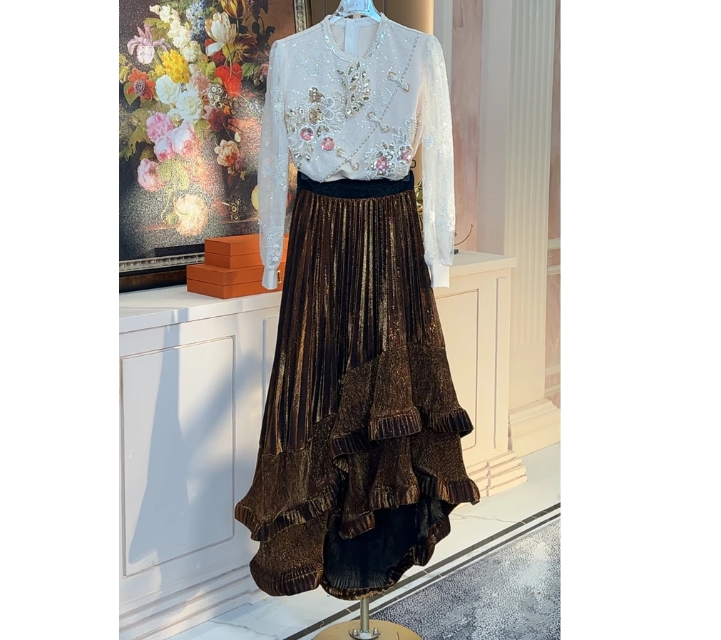 【芙娜妮轻奢】新款小众设计衬衫气质显瘦名媛女装两件套 F2510607