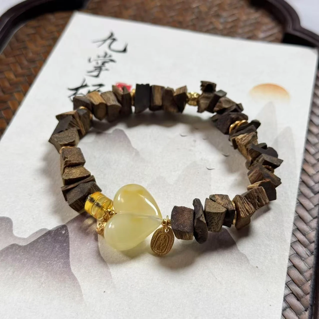 沉香天然沉香随型单圈手串简约爱心设计款—多样性发其一【JJ255】