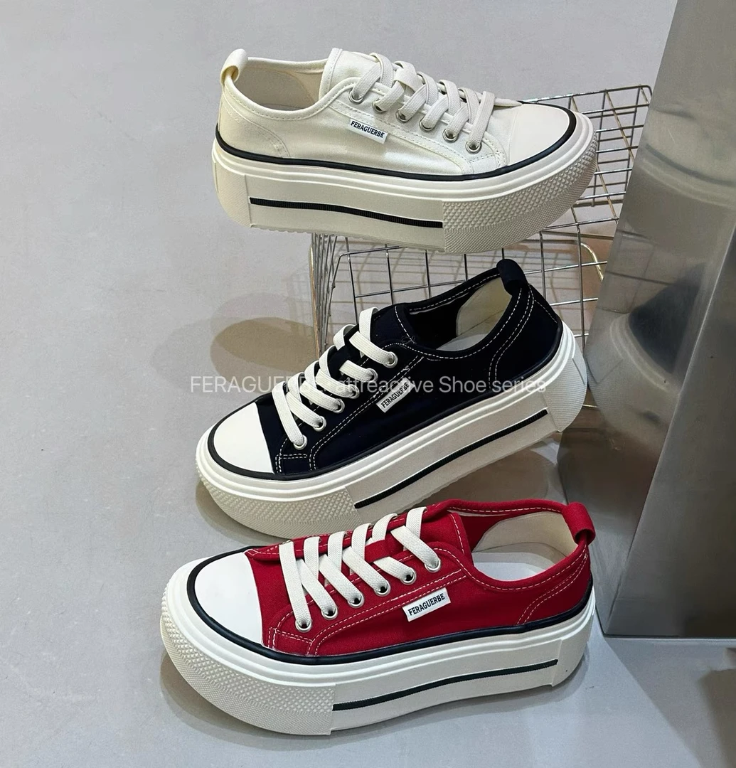 170-1薄款厚底帆布鞋女2025春夏新款舒适百搭防滑软底板鞋