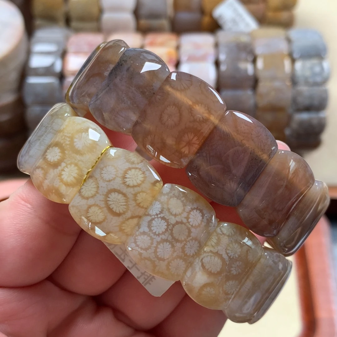 硅化珊瑚（珊瑚玉）手排300漏150米/个。可挑。04未镶嵌