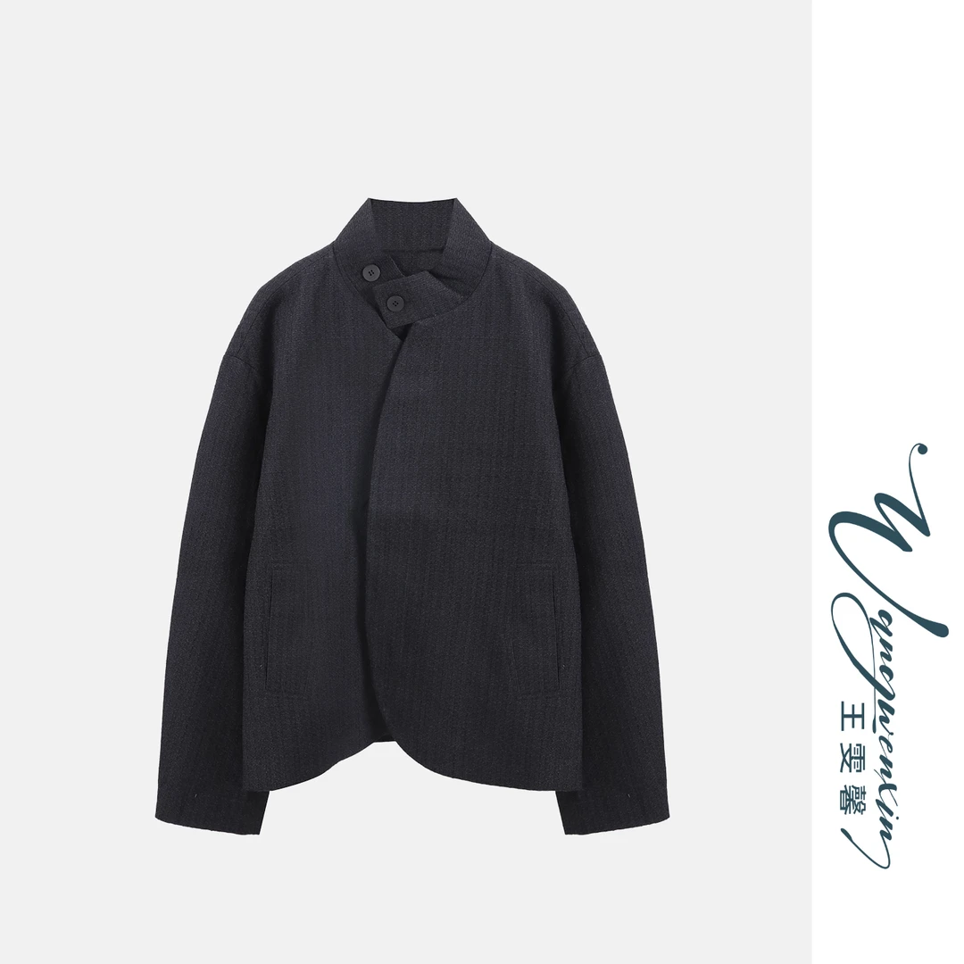 【王雯馨】“香谢秀咖”秋季新款高级立领小香风立裁法式宽松夹克外套