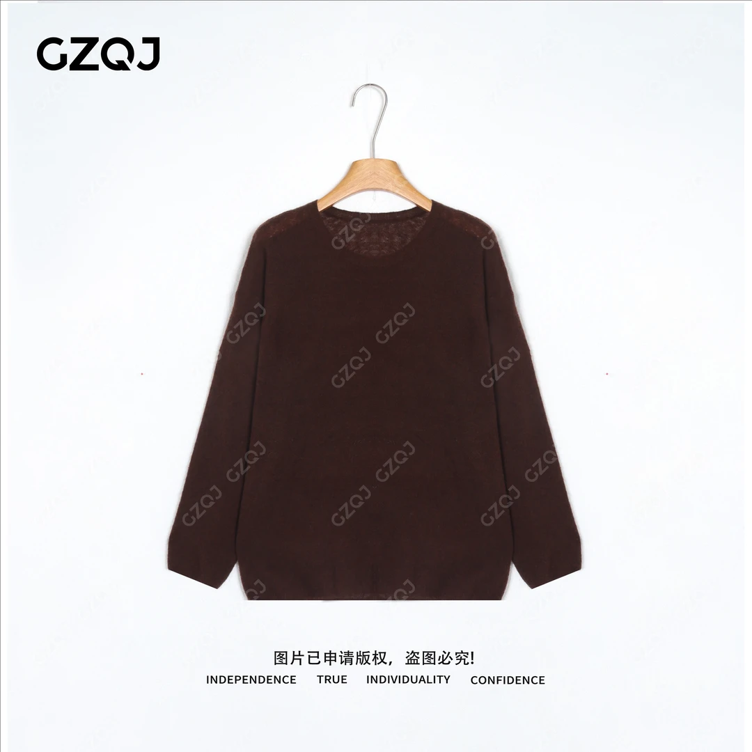 老琴私服【榛果奶巧】高级感圆领纯色长袖针织衫女秋新款92516