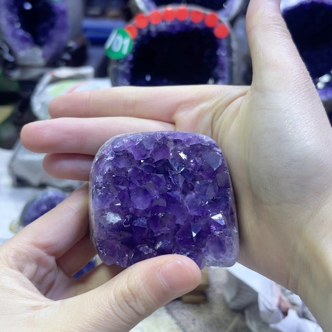 紫晶摆件银S925镶嵌紫水晶