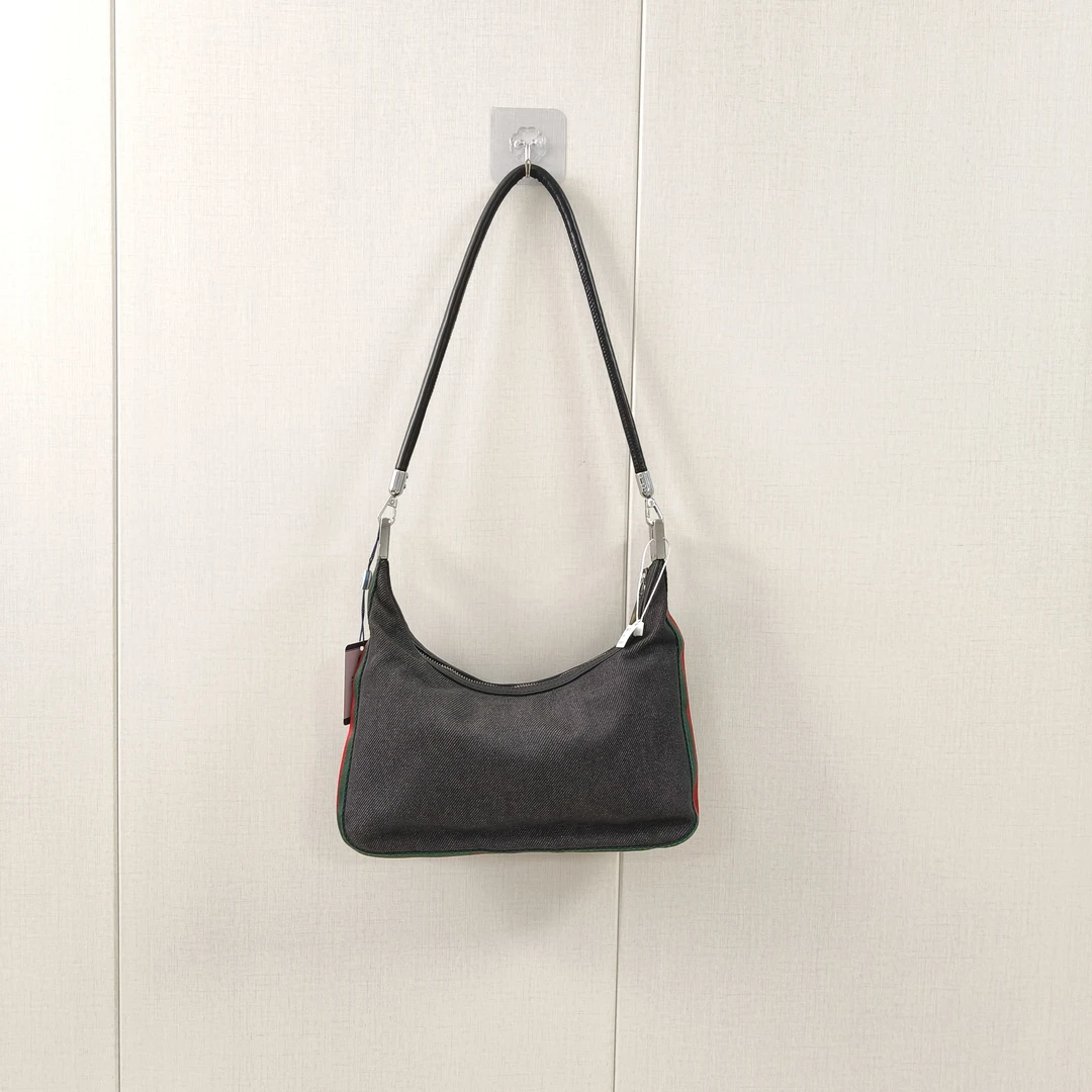 95新 GUCCI/古驰 暮野M/古驰丹宁单肩牛角包/06050