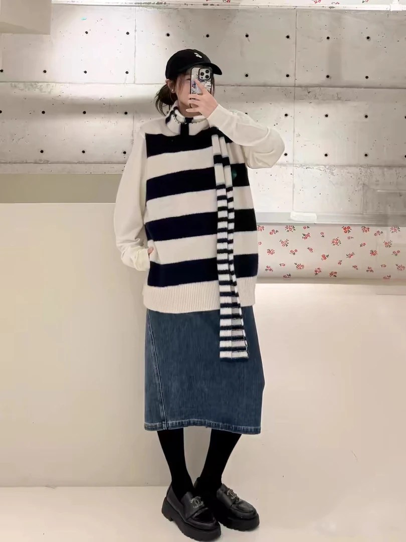 春季新品经典条纹马甲