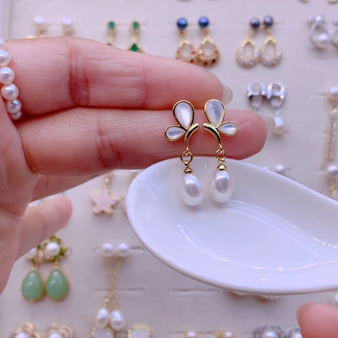 淡水珍珠耳饰合金