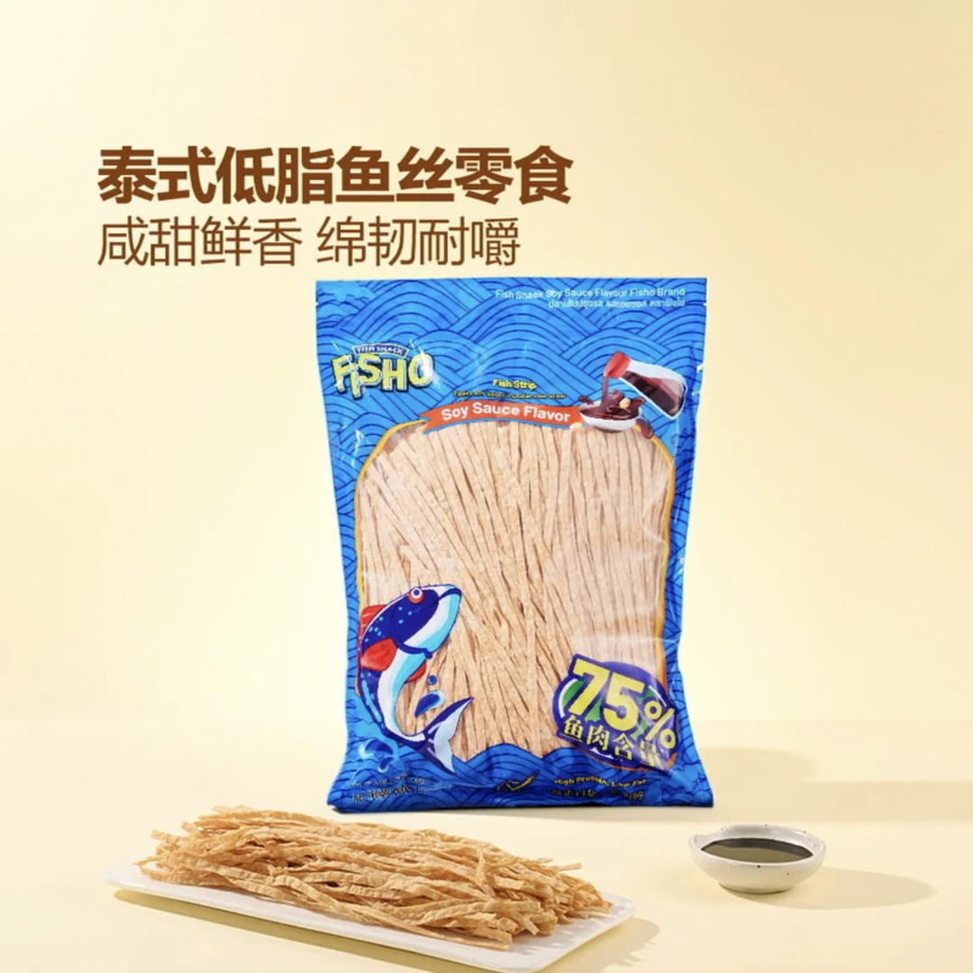 FISHO 泰国进口 酱油风味鱼丝（熟制动物性水产制品）600g