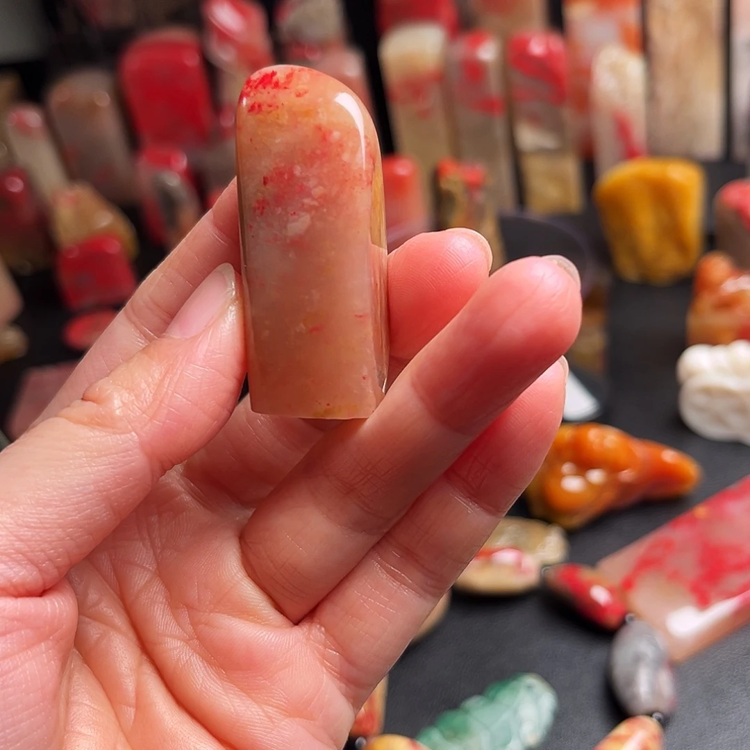 印石巴林石鸡血石随形章