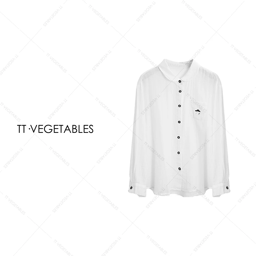 TT・VEGETABLES【序白】云丽 纯棉上衣女装长袖刺绣衬衫521447