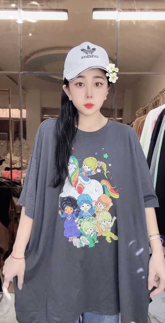 外贸纯棉T恤灰色小马宝利