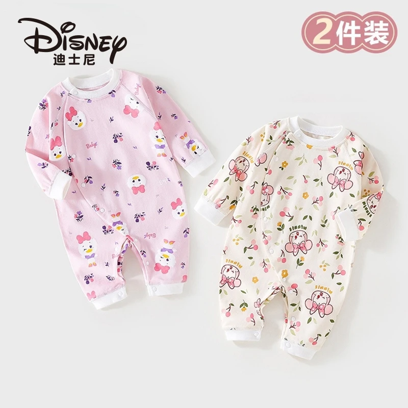 Disney/迪士尼 2件装 宝宝连体衣春季薄款长袖衣服新生儿纯棉爬服