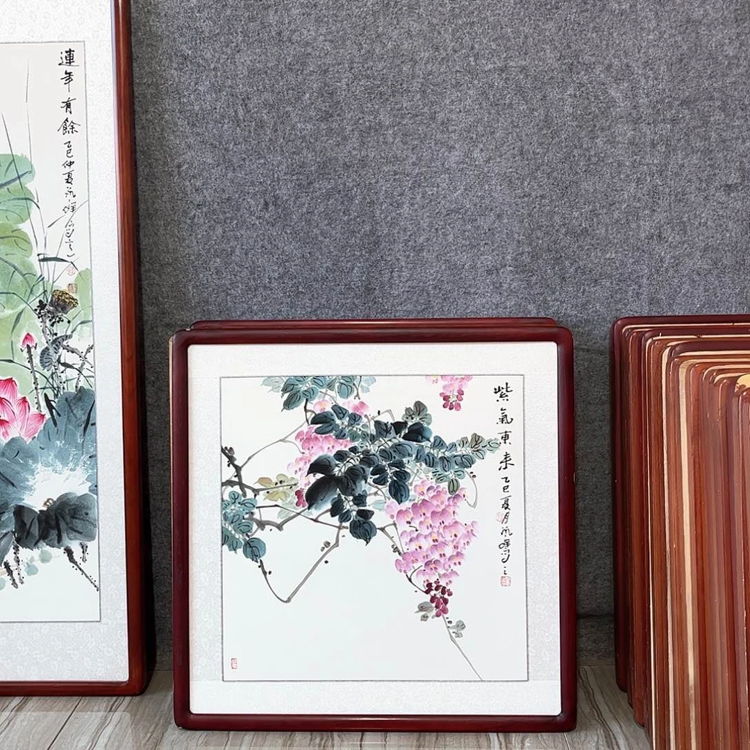 国画书画作品带框63×63