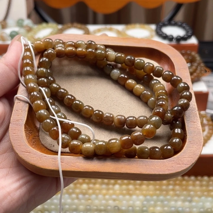 和田玉未镶嵌毛衣链珠串6*7mm