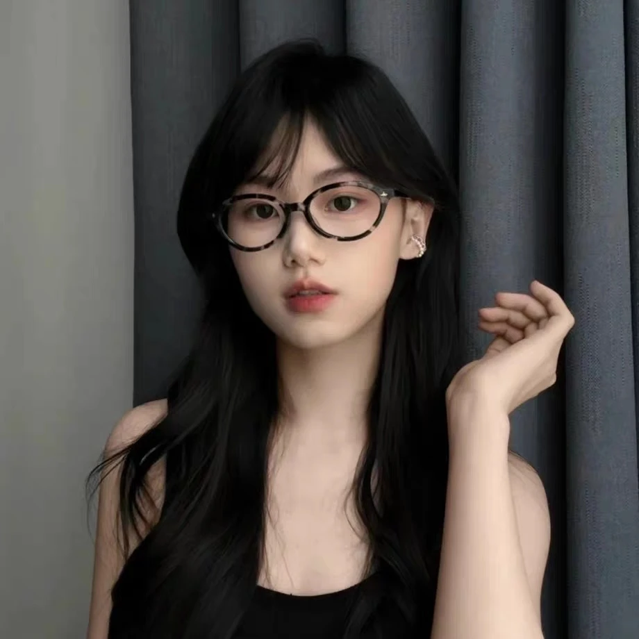 韩版复古豆花可配度数椭圆框眼镜框素颜显白近视镜女款防蓝光平光