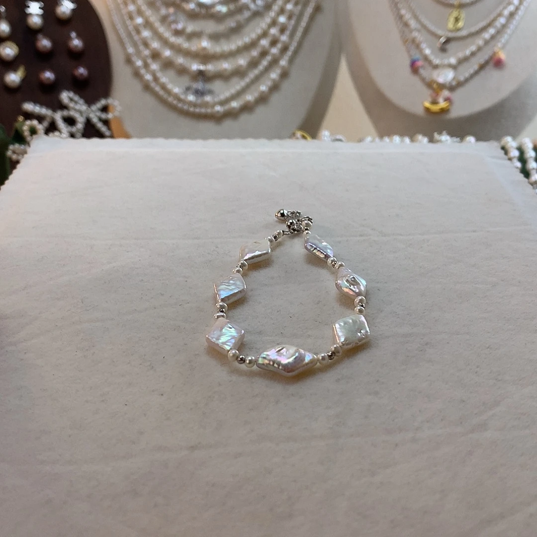 淡水珍珠银S925镶嵌手绳