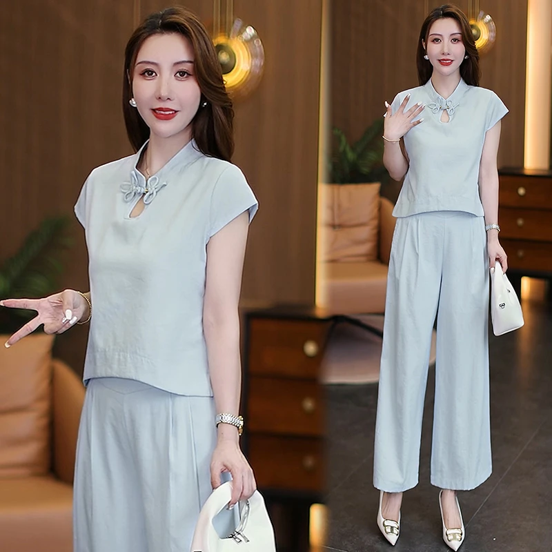时尚套装气质显瘦上衣夏装时尚中国风洋气复古夏季2025淑女装潮流